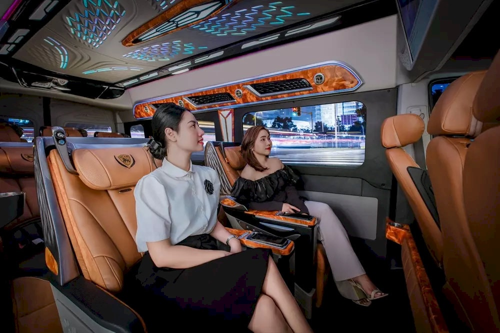 Limousine has comfortable seating with many amenities